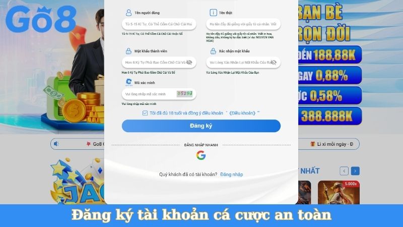Đăng ký tài khoản cá cược an toàn