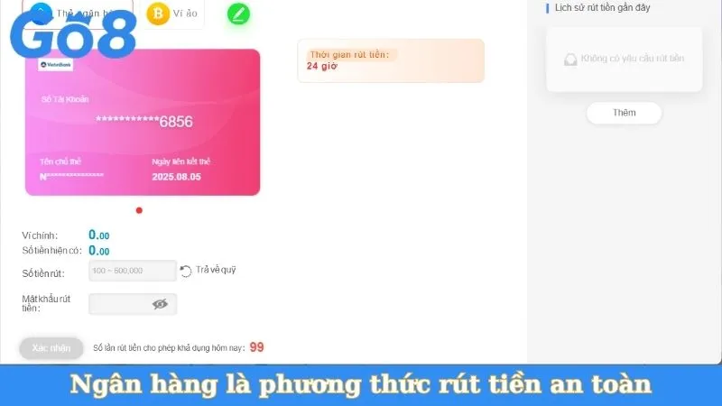 Ngân hàng là phương thức rút tiền an toàn
